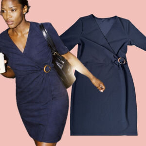 Black wrap dress with belt detail M